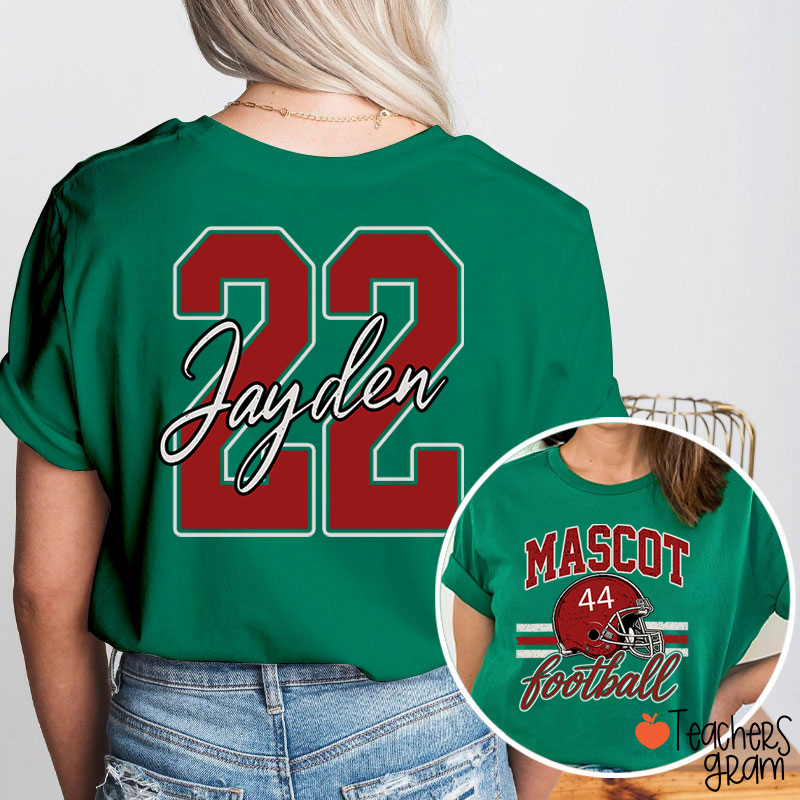 Personalized Mascot Football Game Day Teacher Two Sided T-Shirt