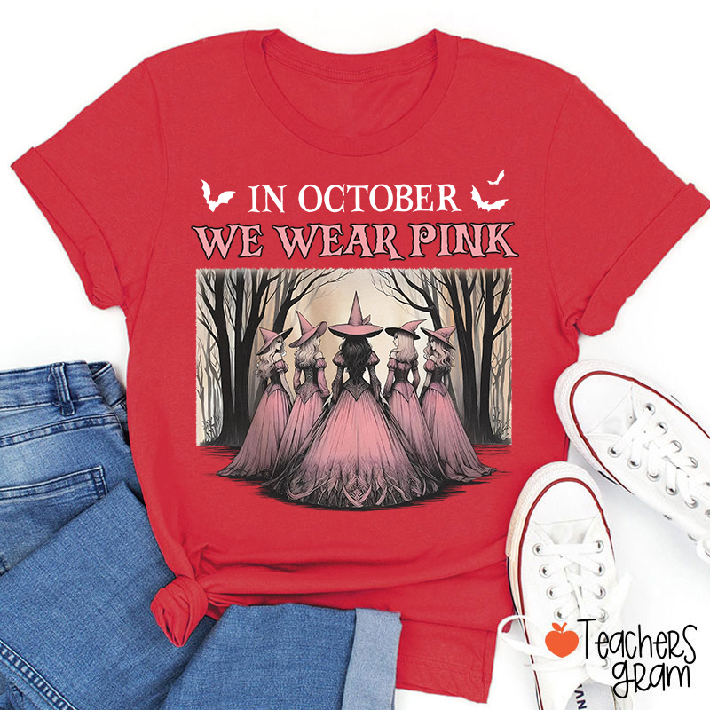 October Pink Witches Teacher T-Shirt