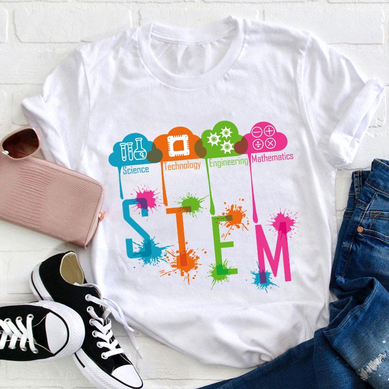 Color Splash Ink STEM Teacher T-Shirt
