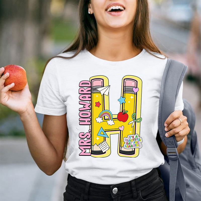 Personalized Funny Letter Back To School Name Teacher T-Shirt
