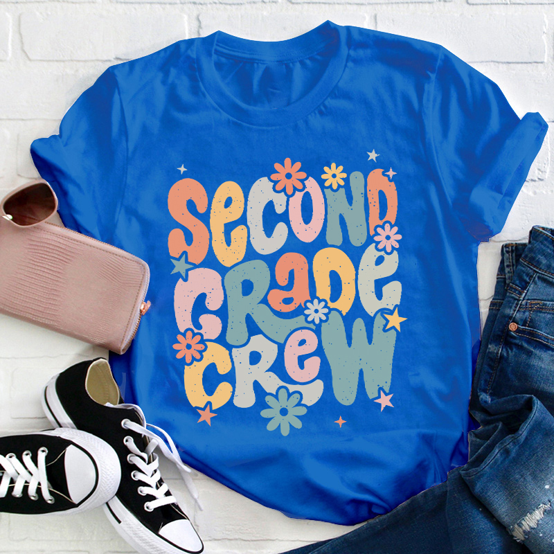 Personalized Name And Grade Bloom Flowers Teacher T-Shirt