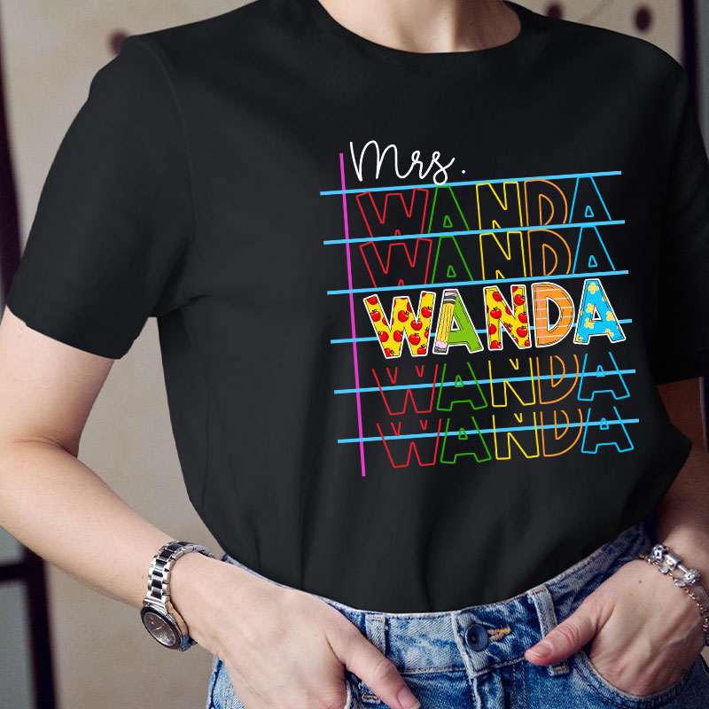 Personalized Colorful Name Teacher T-Shirt
