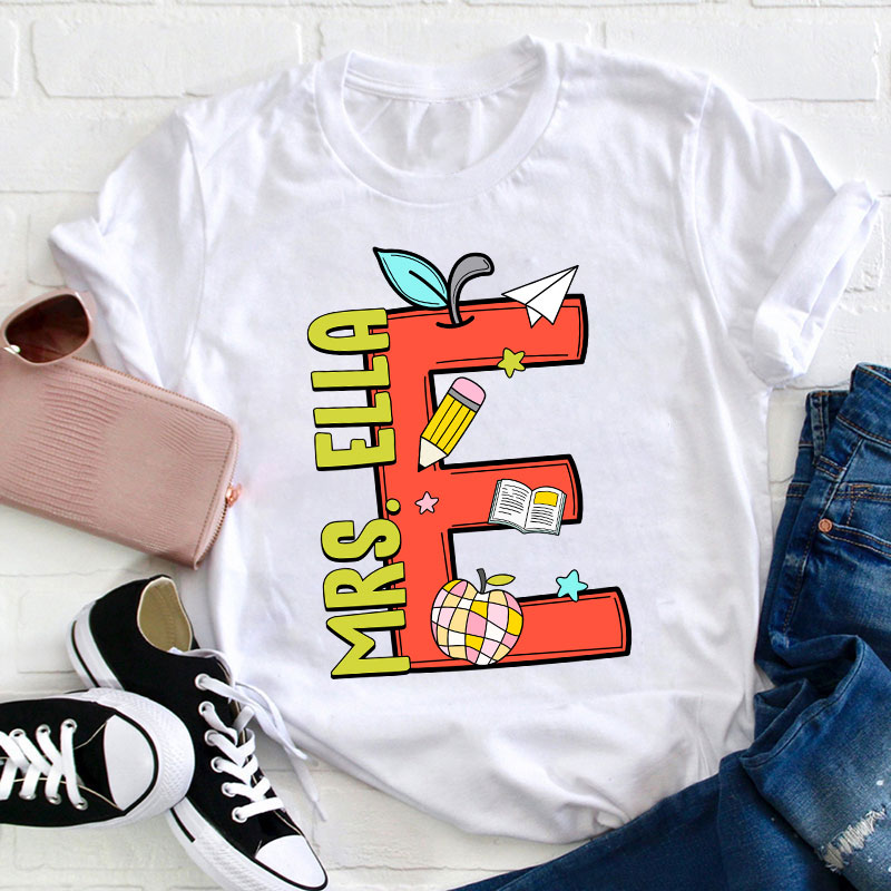 Personalized Teacher's Name Unique Initials Design Teacher T-Shirt