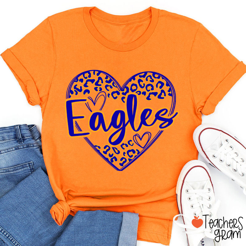 Personalized School Mascot Heart Leopard Teacher T-Shirt