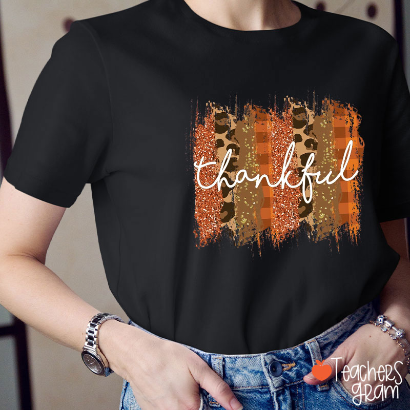 Thankful Leopard Teacher T-Shirt