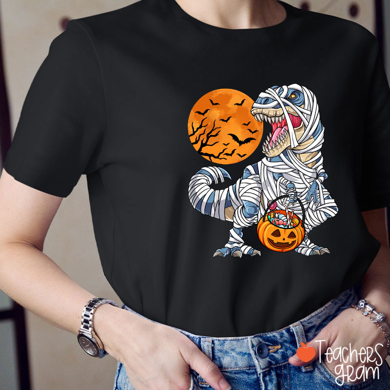 Happy Halloween Dinosaur Pumpkin Teacher T-Shirt