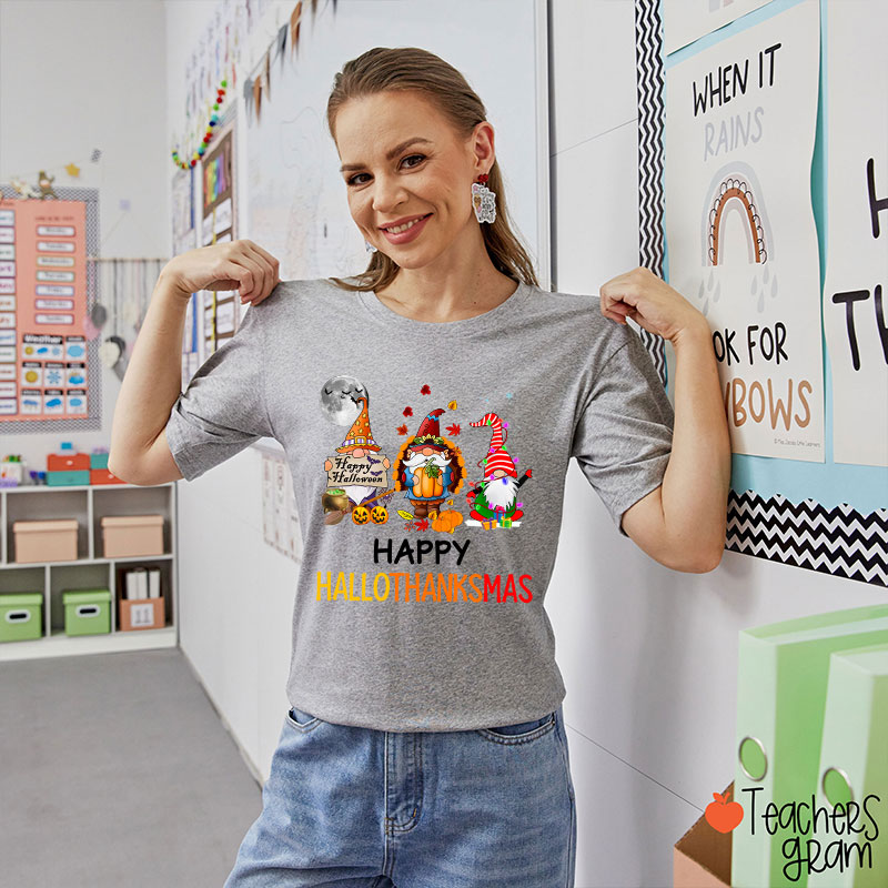 Happy Hallothanksmas Teacher T-Shirt