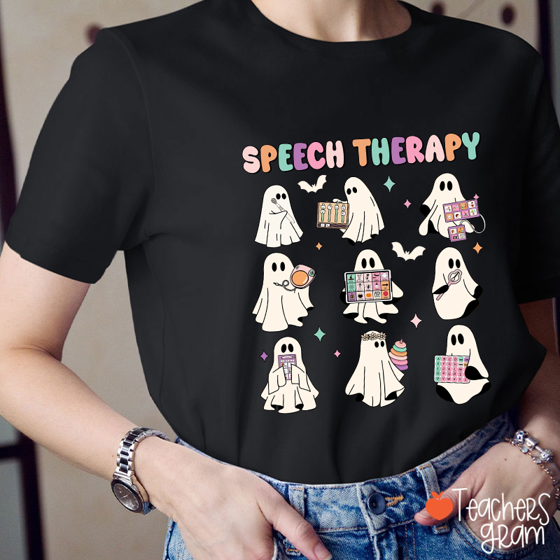 Speech Therapy Cute Ghosts Teacher T-Shirt