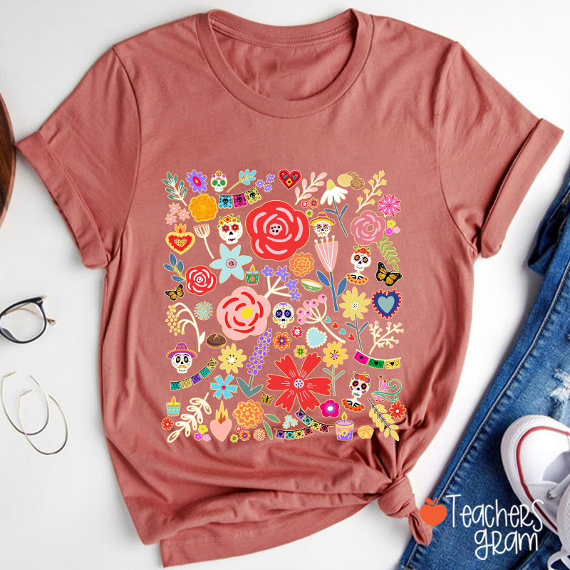Dia De Los Muertos Mexican Art Spanish Teacher T-Shirt