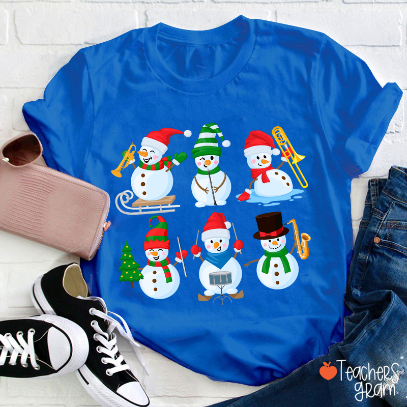 Snowman Band Christmas Teacher T-Shirt