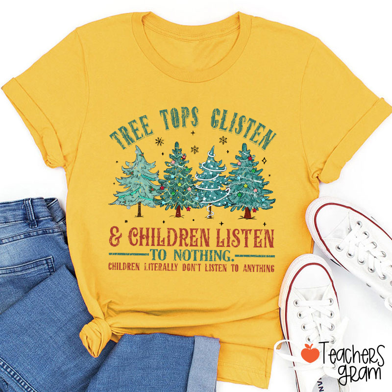 Christmas Tree Tops Glisten Teacher T-Shirt