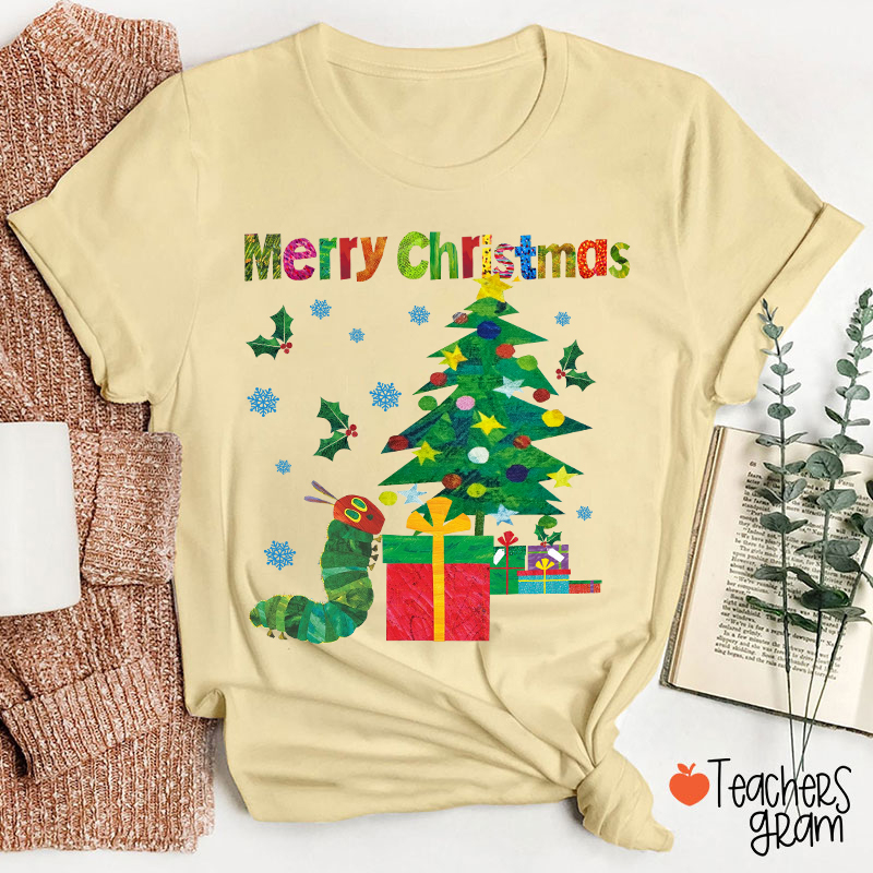 Very Hungry Caterpillar Merry Christmas Teacher T-Shirt