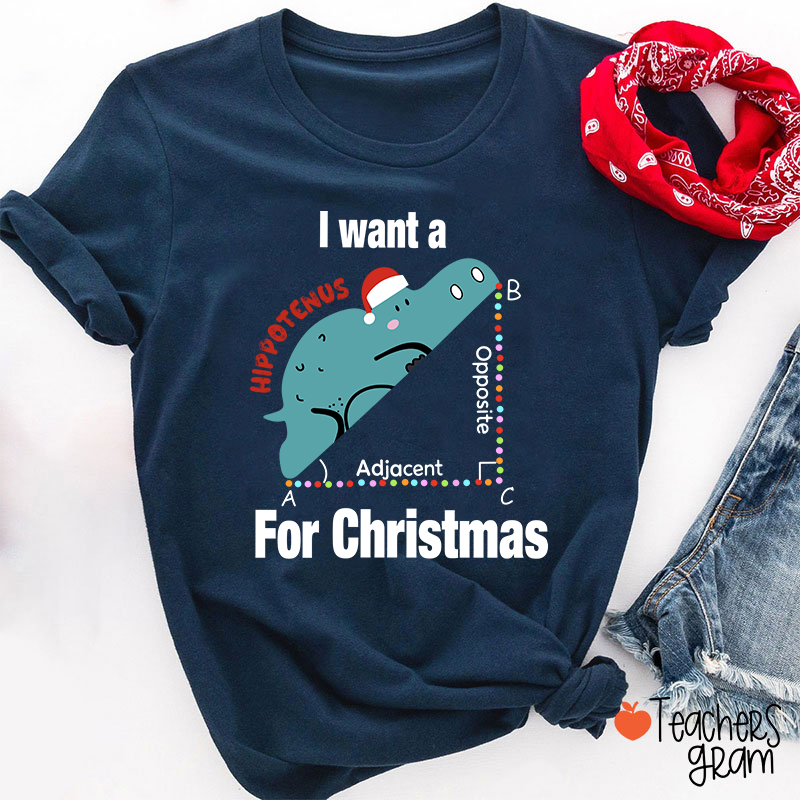 I Want A Hippotenus For Christmas Teacher T-Shirt