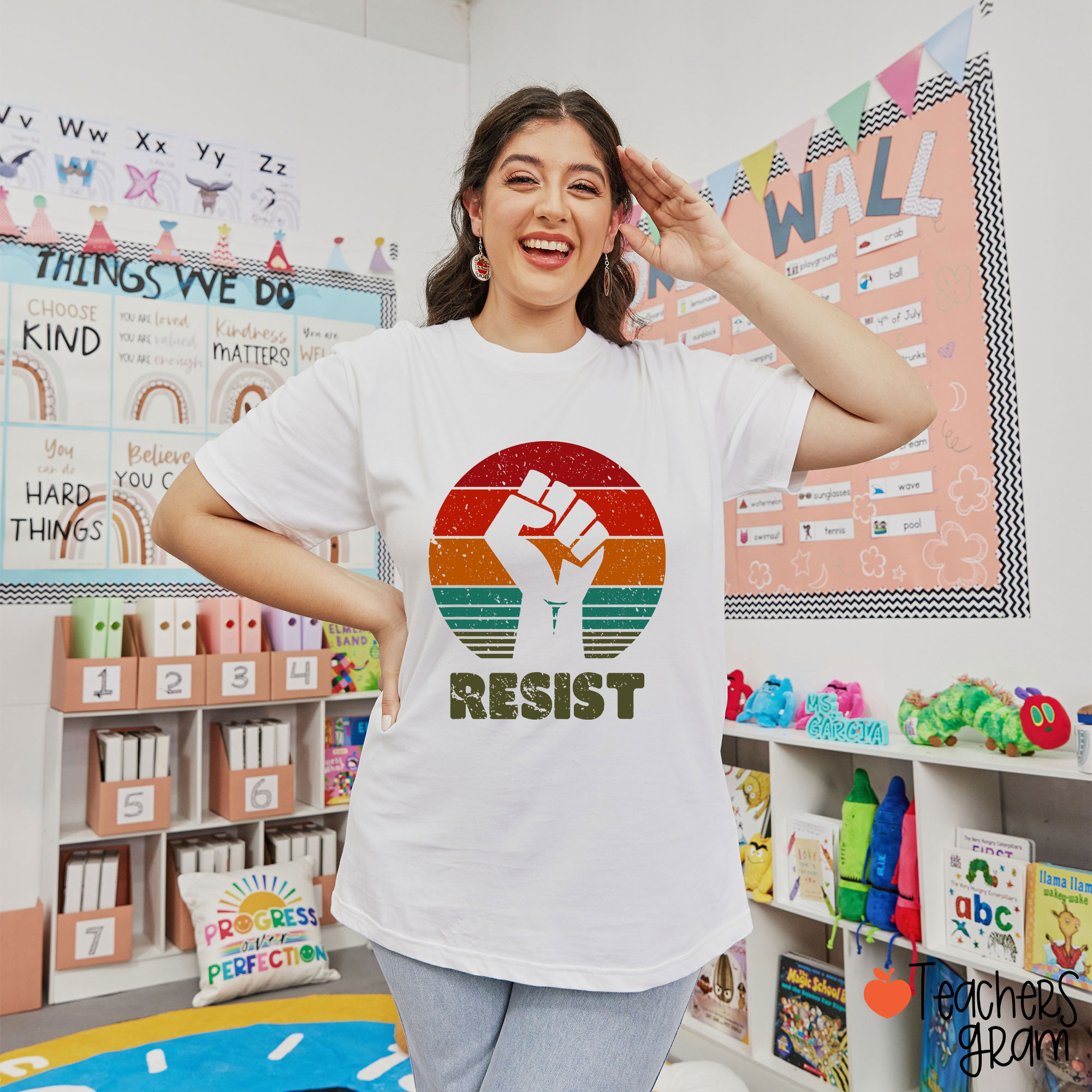 Resist Retro Teacher T-Shirt