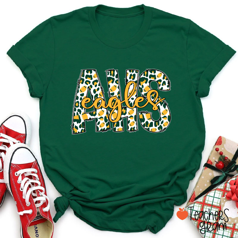 Personalized Mascot Leopard School Initials Teacher T-Shirt
