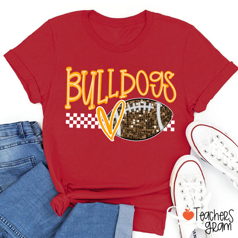 Personalized Mascot And Sport Checkered Love Heart Teacher T-Shirt