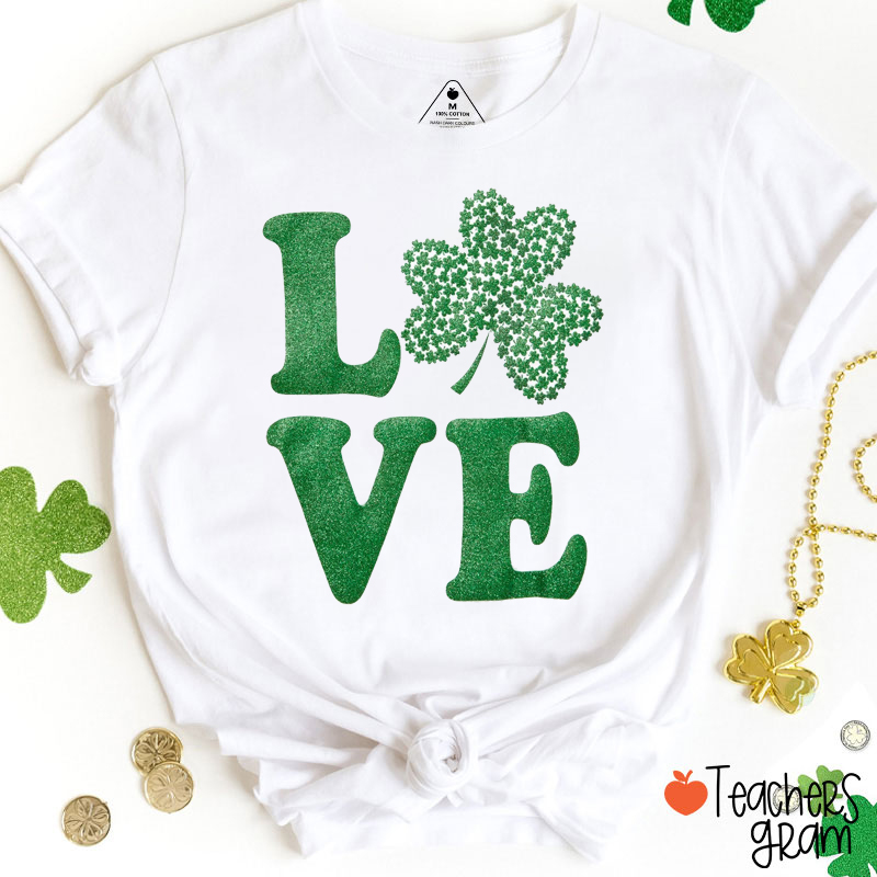 Glitter Love Shamrocks Teacher T-Shirt