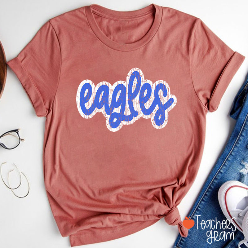 Personalized Mascot Washed And Distressed Print Teacher T-Shirt