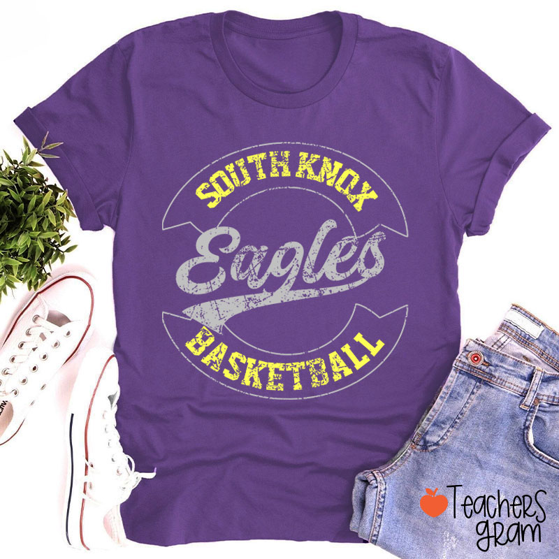 Personalized Mascot And School Name Distressed Retro School Spirit Teacher T-Shirt