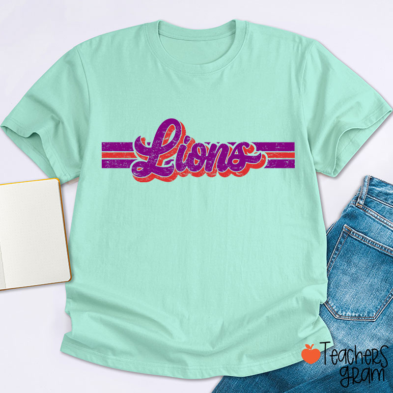 Personalized Mascot Contrast Color Line Teacher T-Shirt