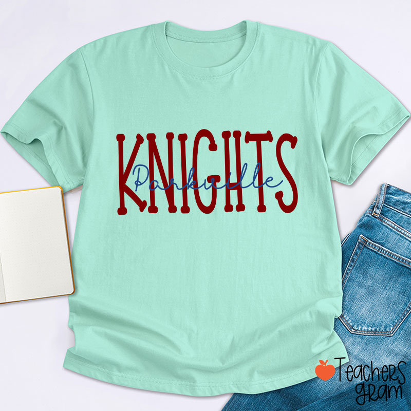 Personalized Mascot School Spirit Simple Contrasting Color Design Teacher T-Shirt