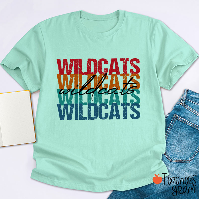 Personalized Mascot Retro Distressed School Spirit Teacher T-Shirt