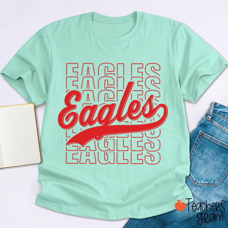 Personalized Mascot Stacked Typography School Spirit Teacher T-Shirt