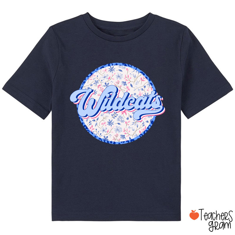 Personalized Mascot Circle Vintage Wildflowers Class T-Shirt