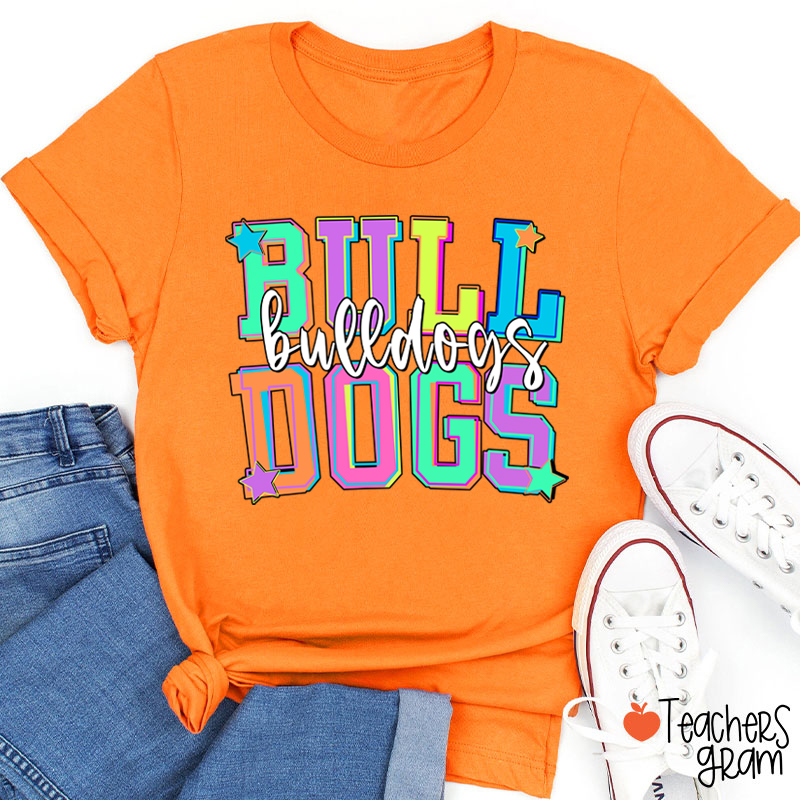 Personalized Mascot School Spirit Star Candy Color Teacher T-Shirt