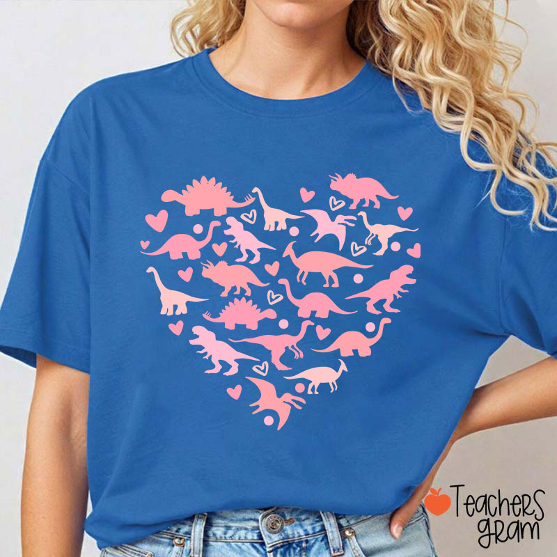 Cute Dinosaur Heart Teacher T-Shirt