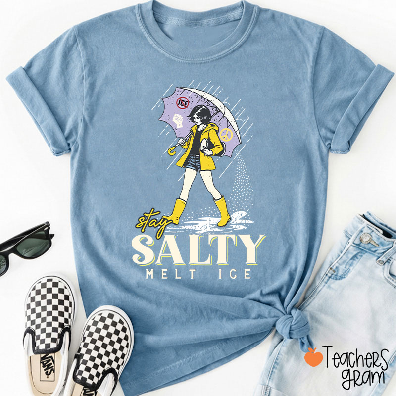 Subtle Anti Ice Stay Salty Protest Teacher T-Shirt