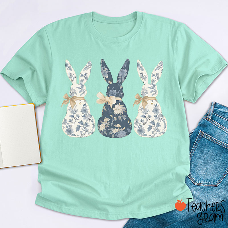 Coquette Bow Easter Bunny Teacher T-Shirt