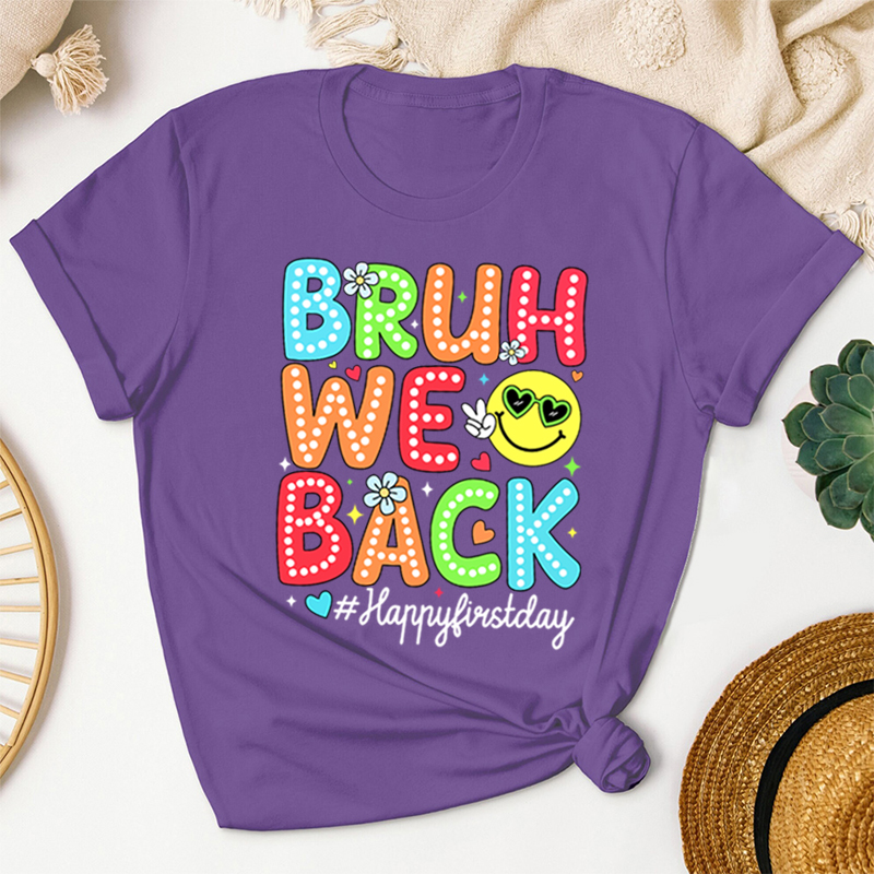 Neon Light Bruh We Back Teacher T-Shirt