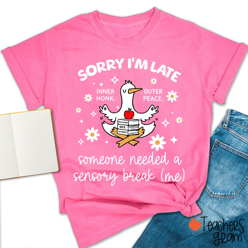 Sorry I'm Late Someone Needed A Sensory Break Teacher T-Shirt