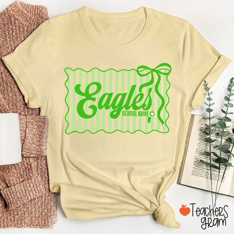Personalized Retro Stripe Cheer Team Teacher T-Shirt