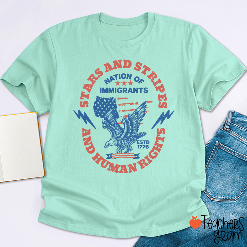 Stars Stripes And Human Rights Teacher T-Shirt