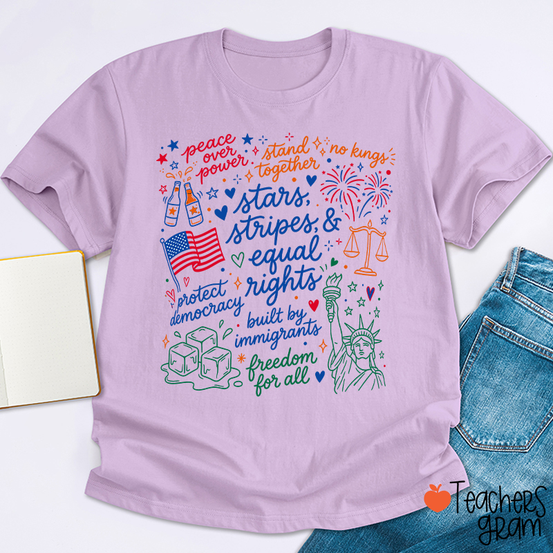 Doodle USA Political Equal Rights Teacher T-Shirt