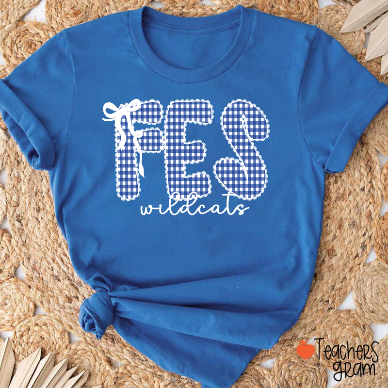 Personalized Gingham School Spirit Teacher T-Shirt