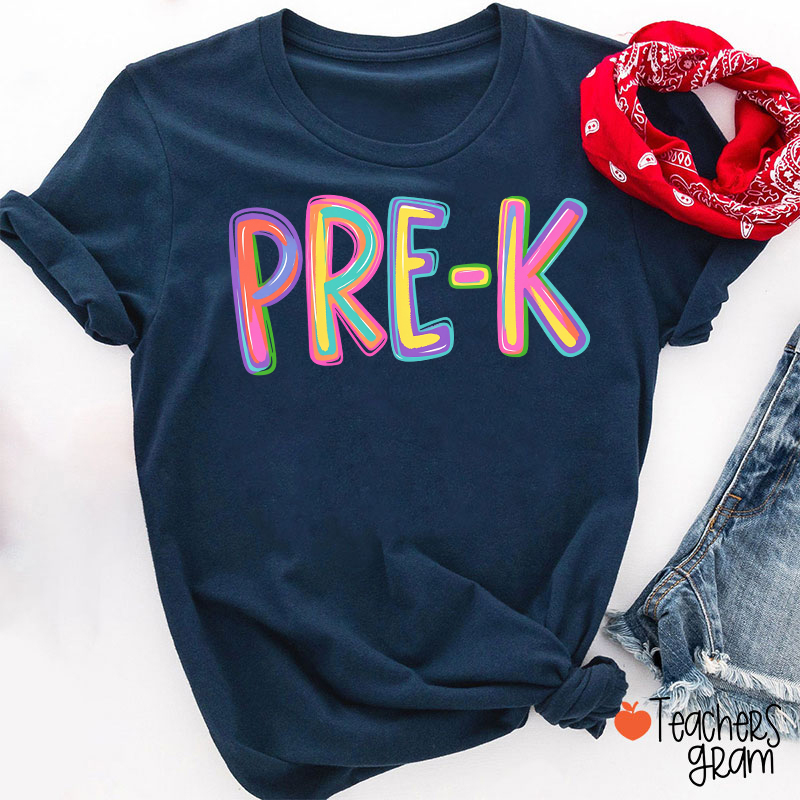 Personalized Name Colorful Neon Teacher T-Shirt