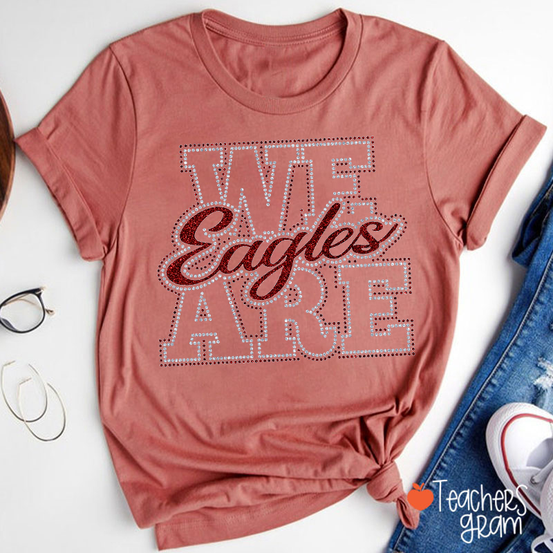 Personalized Mascot Rhinestone We Are Team Teacher T-Shirt