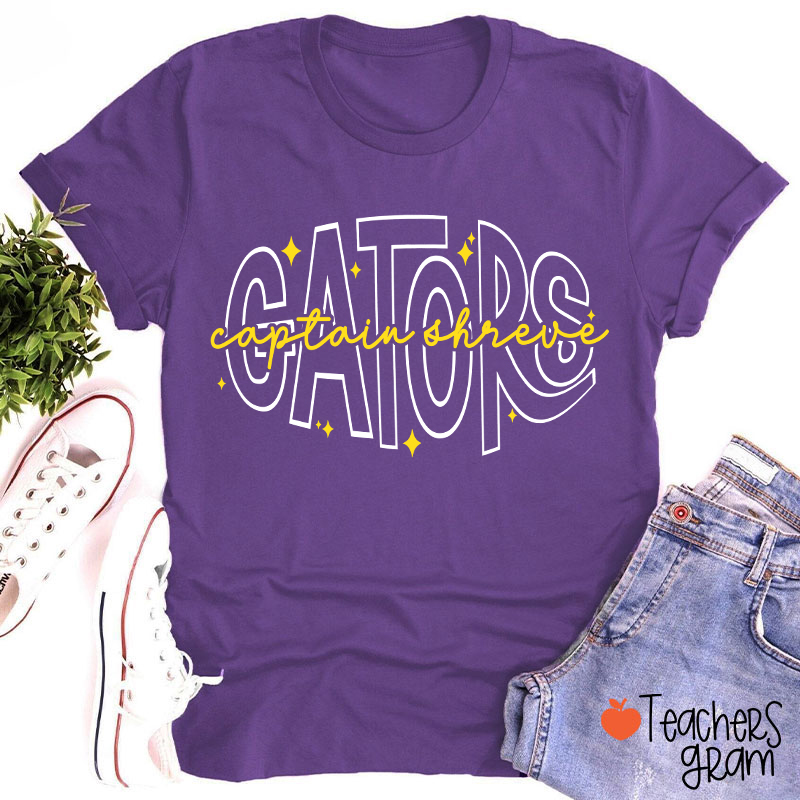 Personalized Mascot And School Name Star Line Teacher T-Shirt