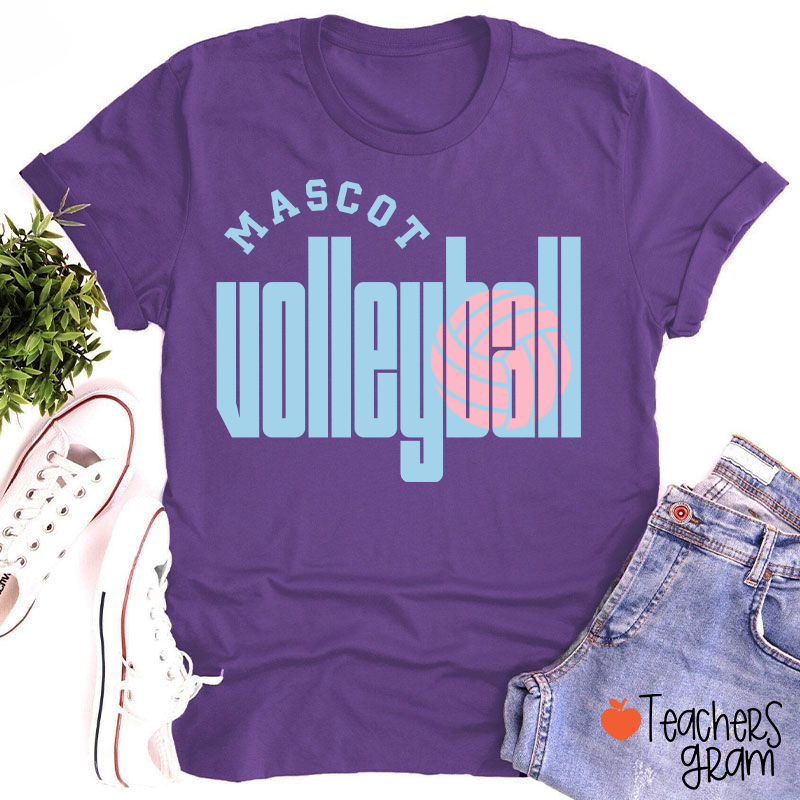 Personalized Mascot Volleyball Retro Game Day Teacher T-Shirt