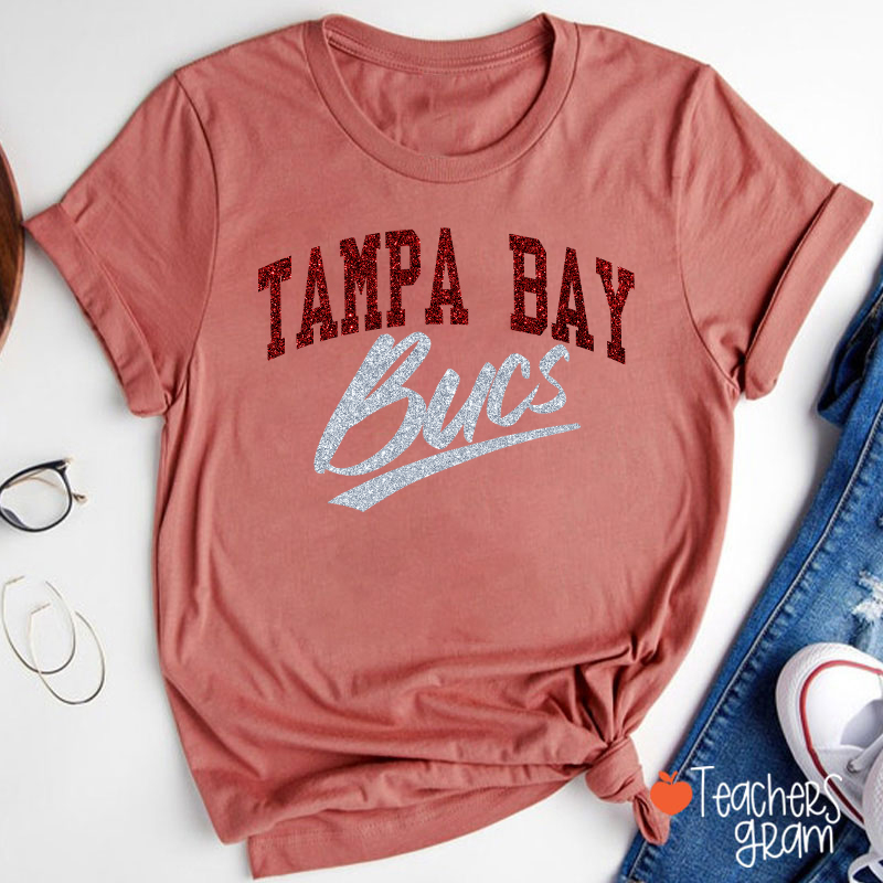 Personalized Mascot Retro Glitter Sport Fan Teacher T‑Shirt
