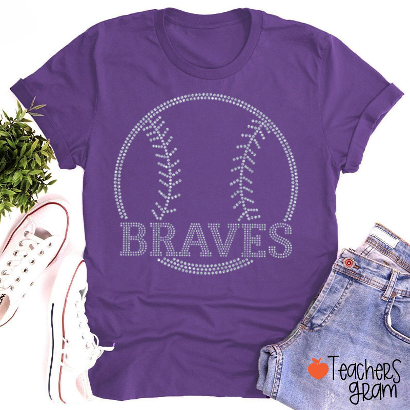 Personalized Color Text Football Sparkling Teacher T‑Shirt
