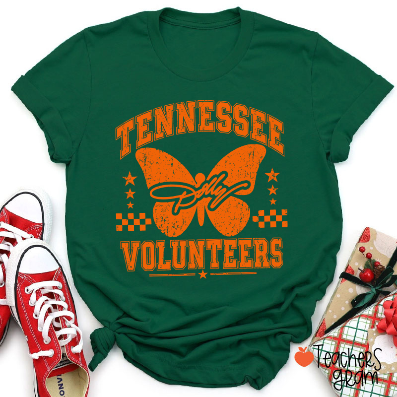 Tennessee Volunteers Dolly Distressed Butterfly Teacher T-Shirt