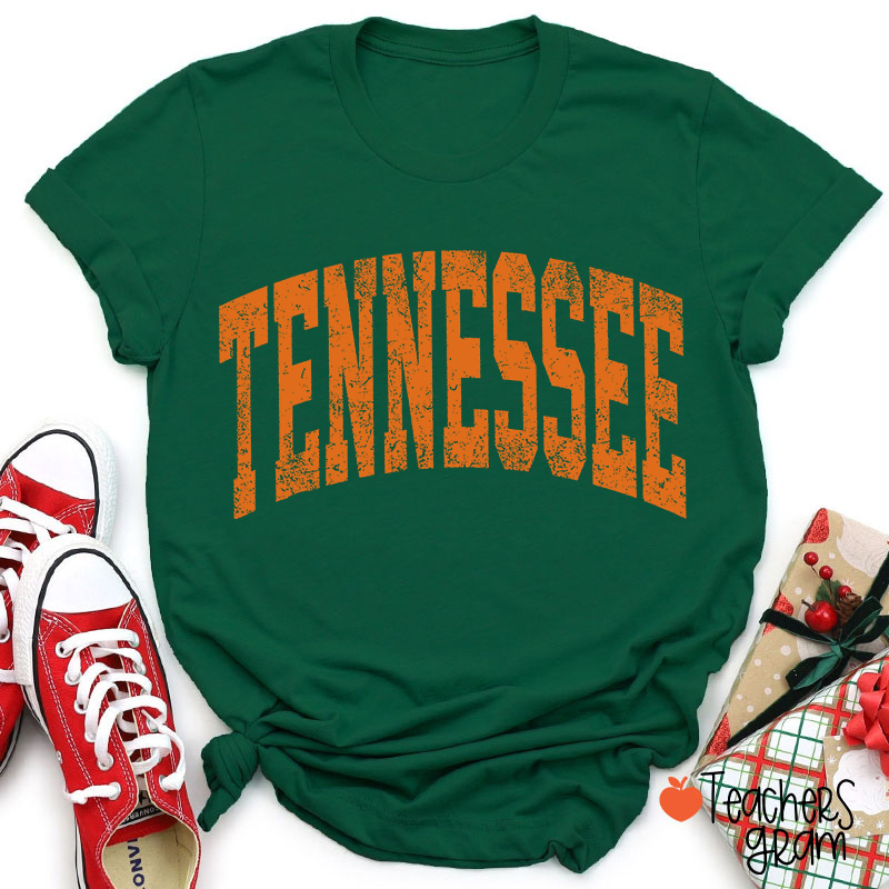 Vintage Distressed Tennessee Bold Arch Letter Teacher T-Shirt