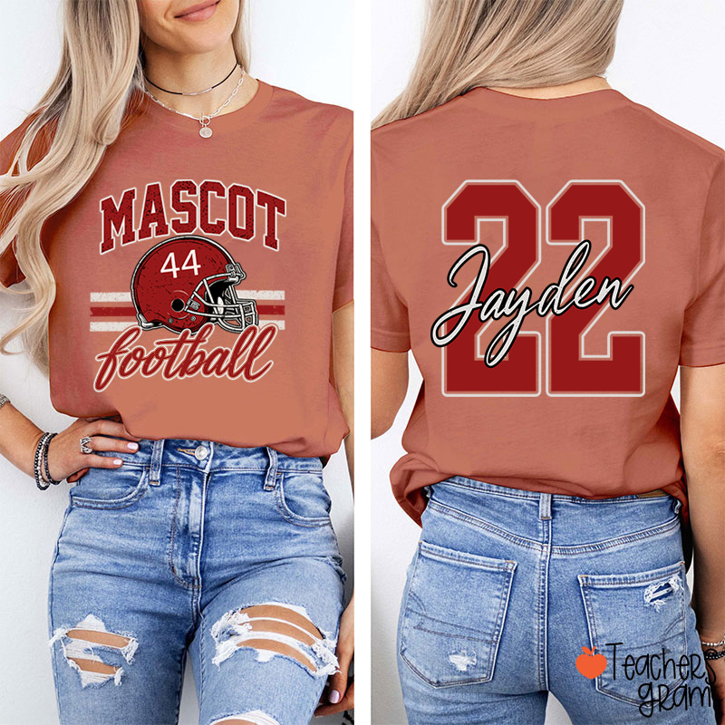 Personalized Mascot Football Game Day Teacher Two Sided T-Shirt