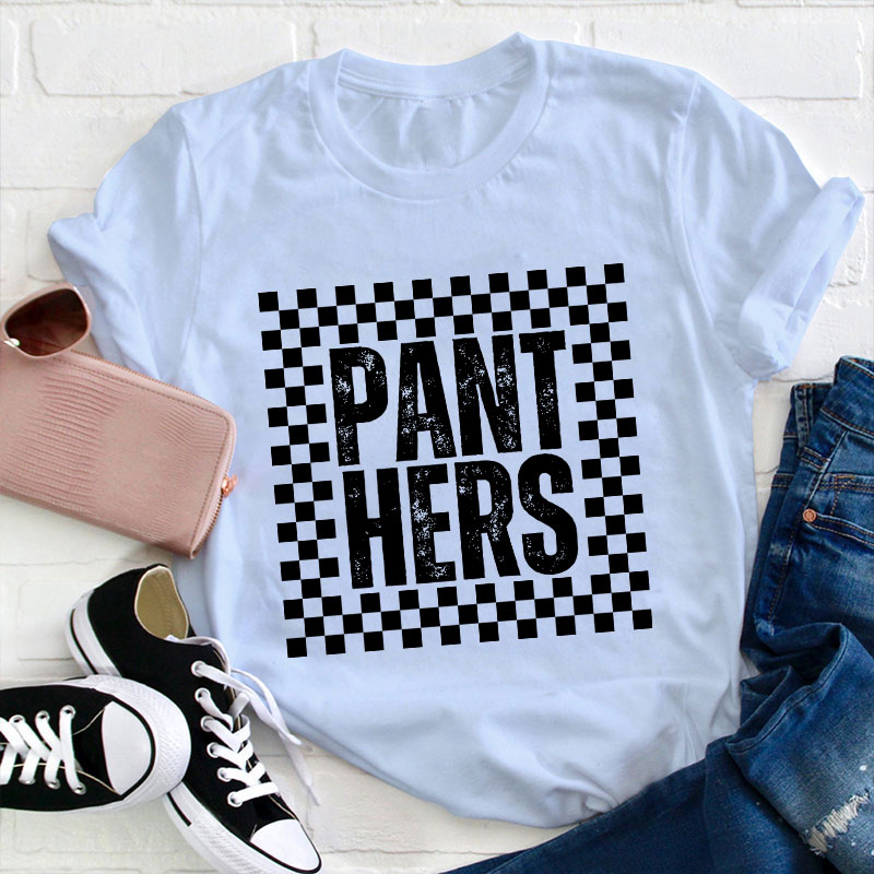 Personalized School Spirit Mascot Simple Lattice Design Teacher T-Shirt