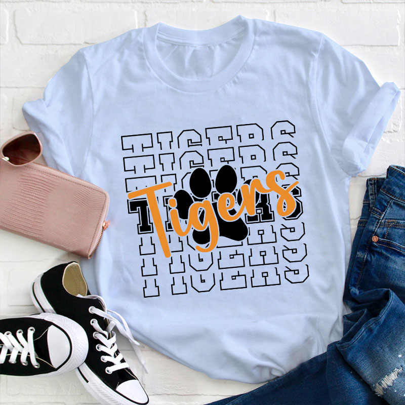 Personalized  Mascot And Paw Go Warriors Teacher T-Shirt