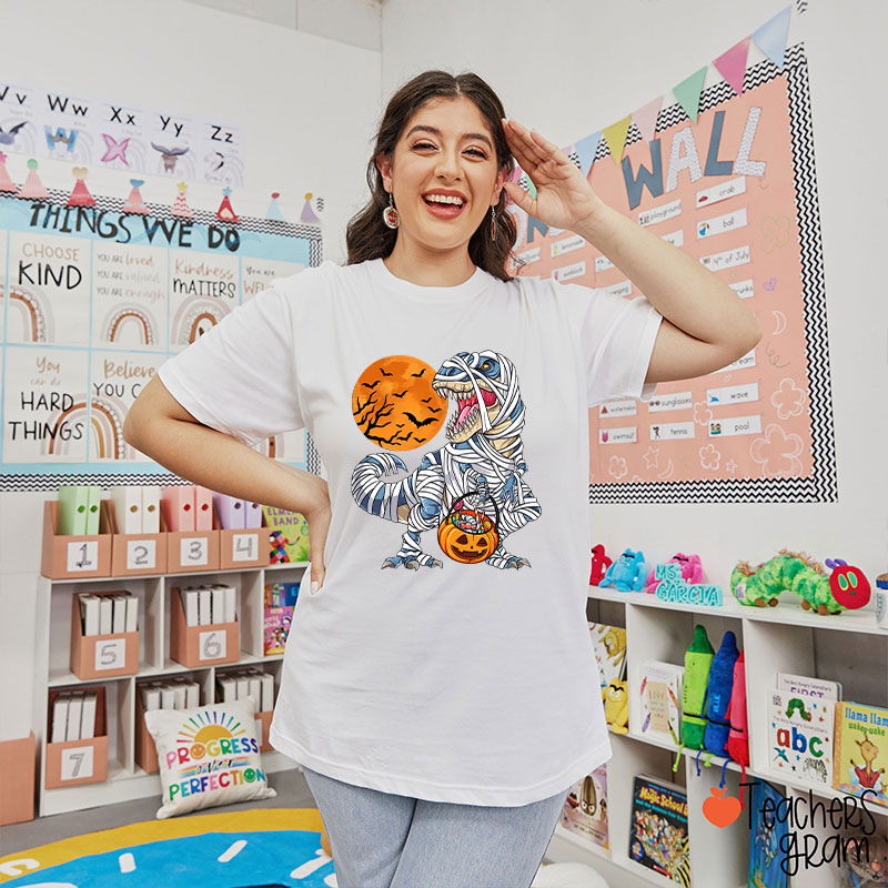 Happy Halloween Dinosaur Pumpkin Teacher T-Shirt